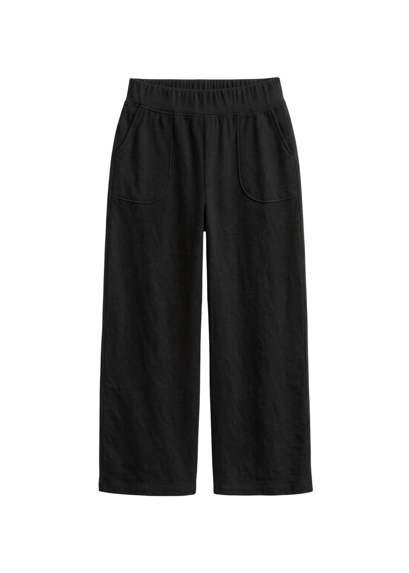 Pima Cotton Wide-Leg Maternity Pant in Black — flat lay