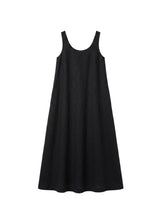 Sleeveless Organic Linen Maxi Dress in Linen in Black — flat lay