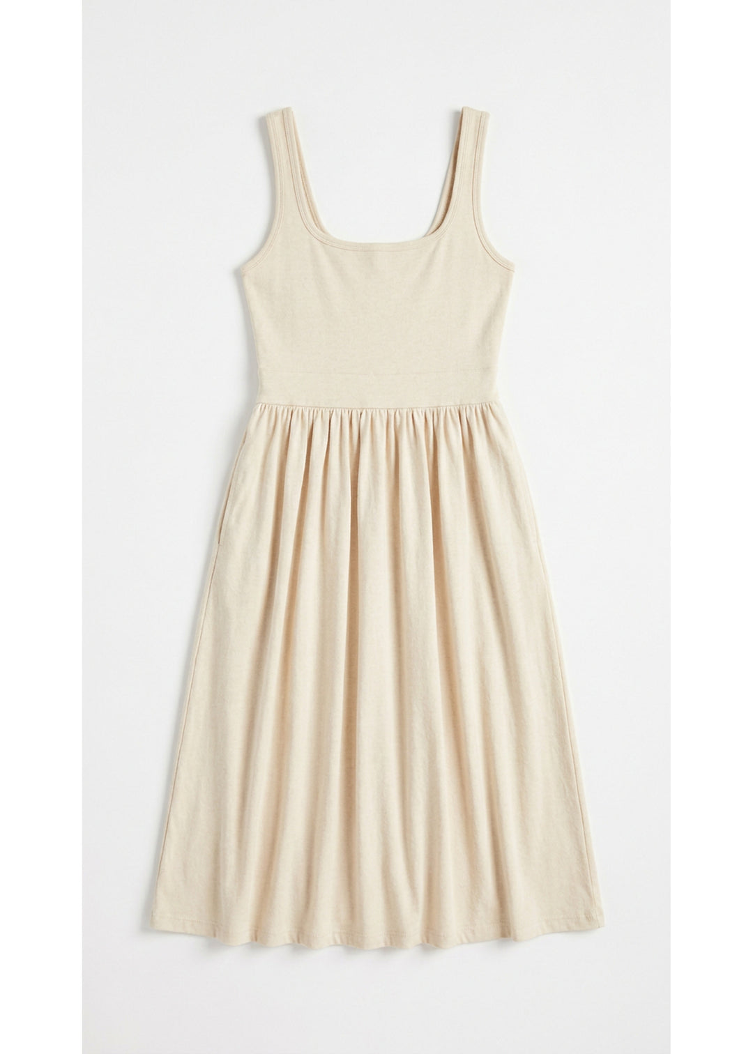 Pull-Down Nursing Midi Dress in Natural — flat lay