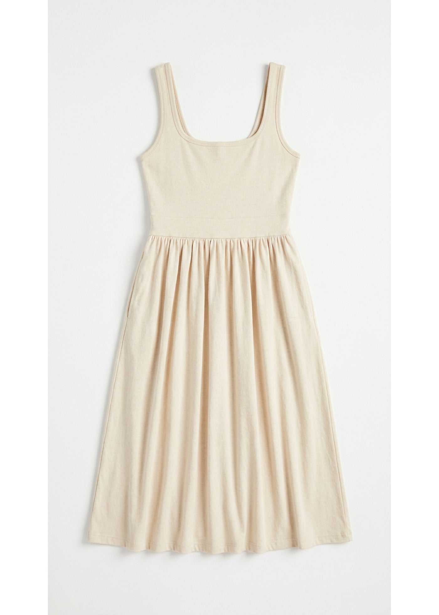 Pull-Down Nursing Midi Dress in Natural — flat lay