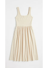 Pull-Down Nursing Midi Dress in Natural — flat lay